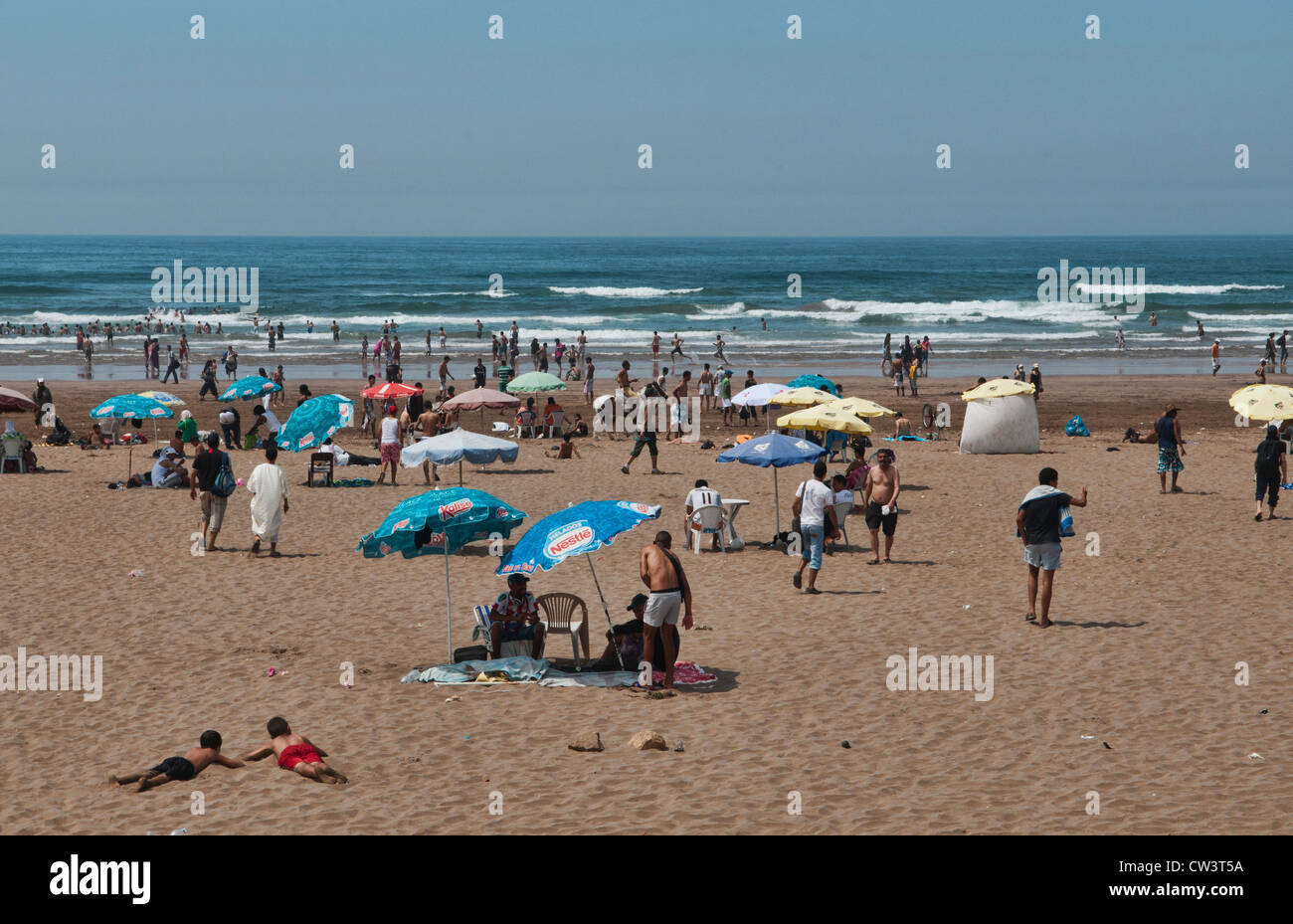 Plage de l'océan Atlantique à Ain Diab à Casablanca, Maroc Banque D'Images