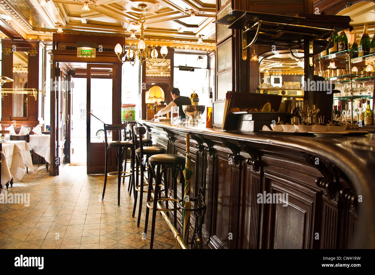 L'intérieur restaurant Gallopin/bar sur Rue Notre Dame des Victoiries Banque D'Images
