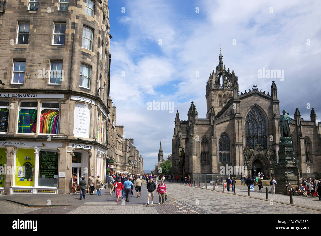 La cathédrale St Giles et le Royal Mile, vieille ville, Edinburgh, Scotland, UK, FR, British Isles, Europe Banque D'Images
