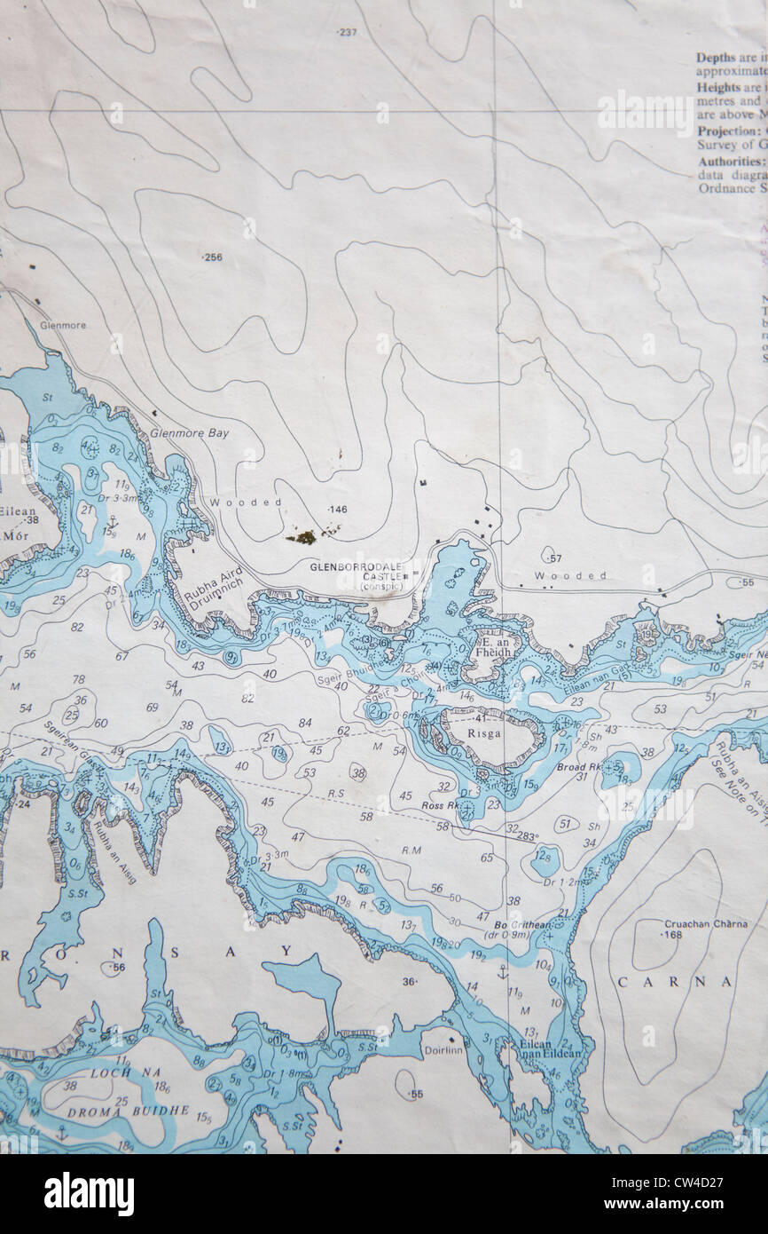 Vintage carte détaillant l'urbanisme et de développement de la péninsule sur la côte ouest de l'Écosse. Banque D'Images