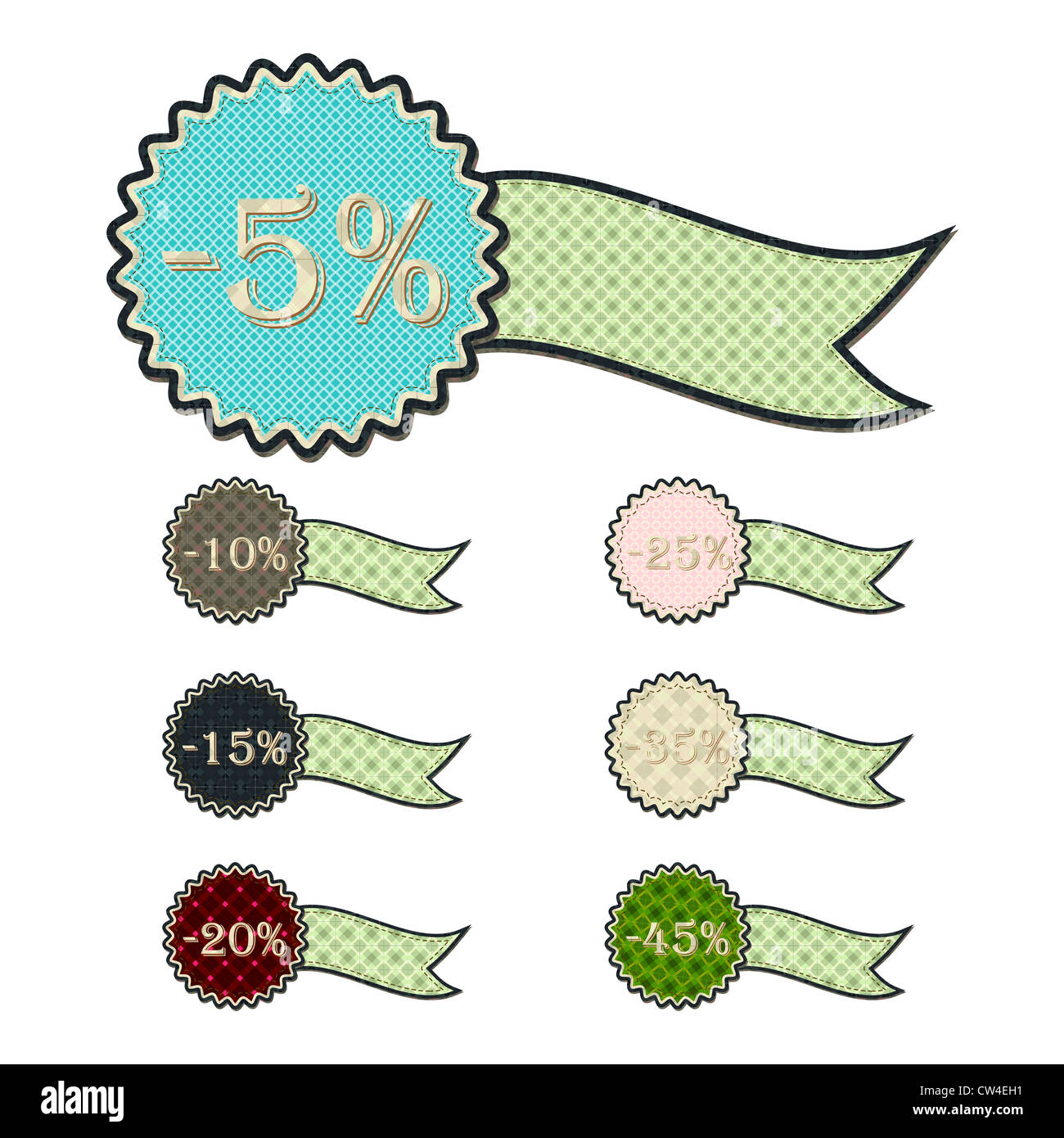 Concept de patchwork discount ruban jeu de tags Banque D'Images