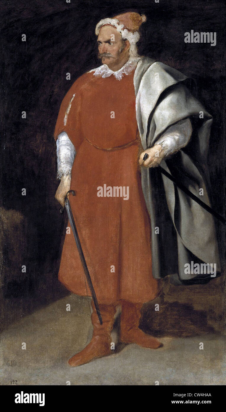 Diego Velazquez Le Bouffon "Barbarossa", Don Cristobal de Castañeda y Pernia 1636 Musée du Prado - Madrid Banque D'Images