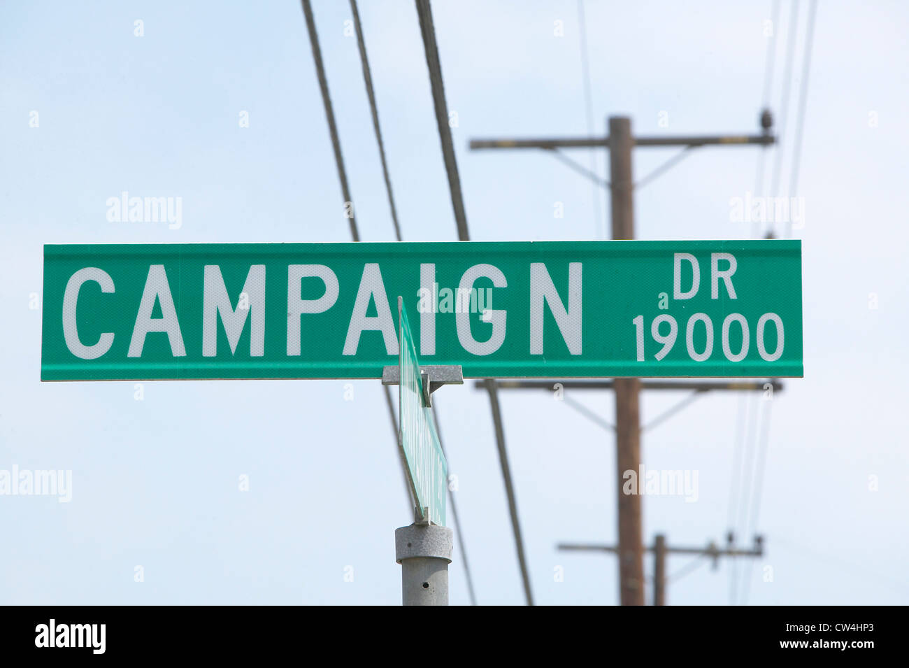 L'entraînement de la campagne street sign, CSU- Dominguez Hills, Los Angeles, CA Banque D'Images