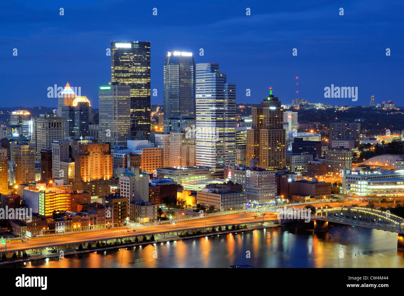 Gratte-ciel dans le centre-ville de Pittsburgh, Pennsylvanie, USA. Banque D'Images