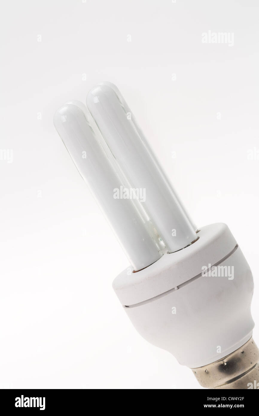 Close-up of a modern energy saving Light bulb - studio photo avec un fond blanc Banque D'Images
