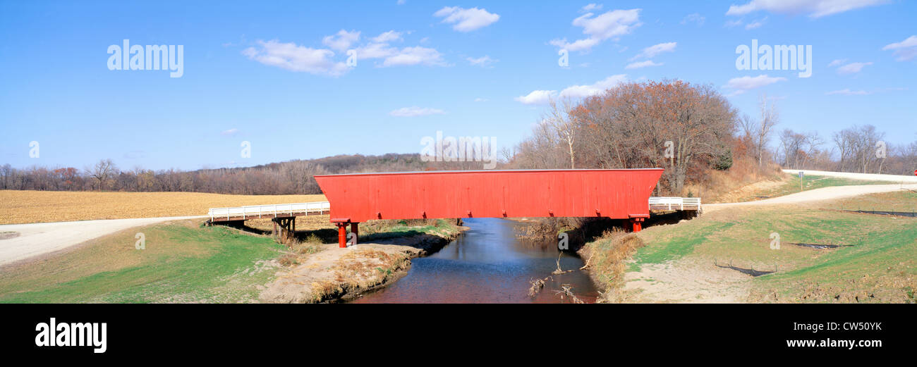 Pont couvert de crête, Madison Comté (Iowa) Banque D'Images