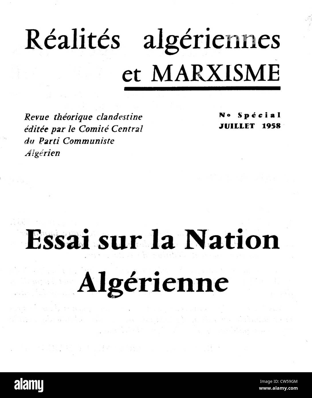 Magazine clandestin publié par le Parti communiste algérien Banque D'Images