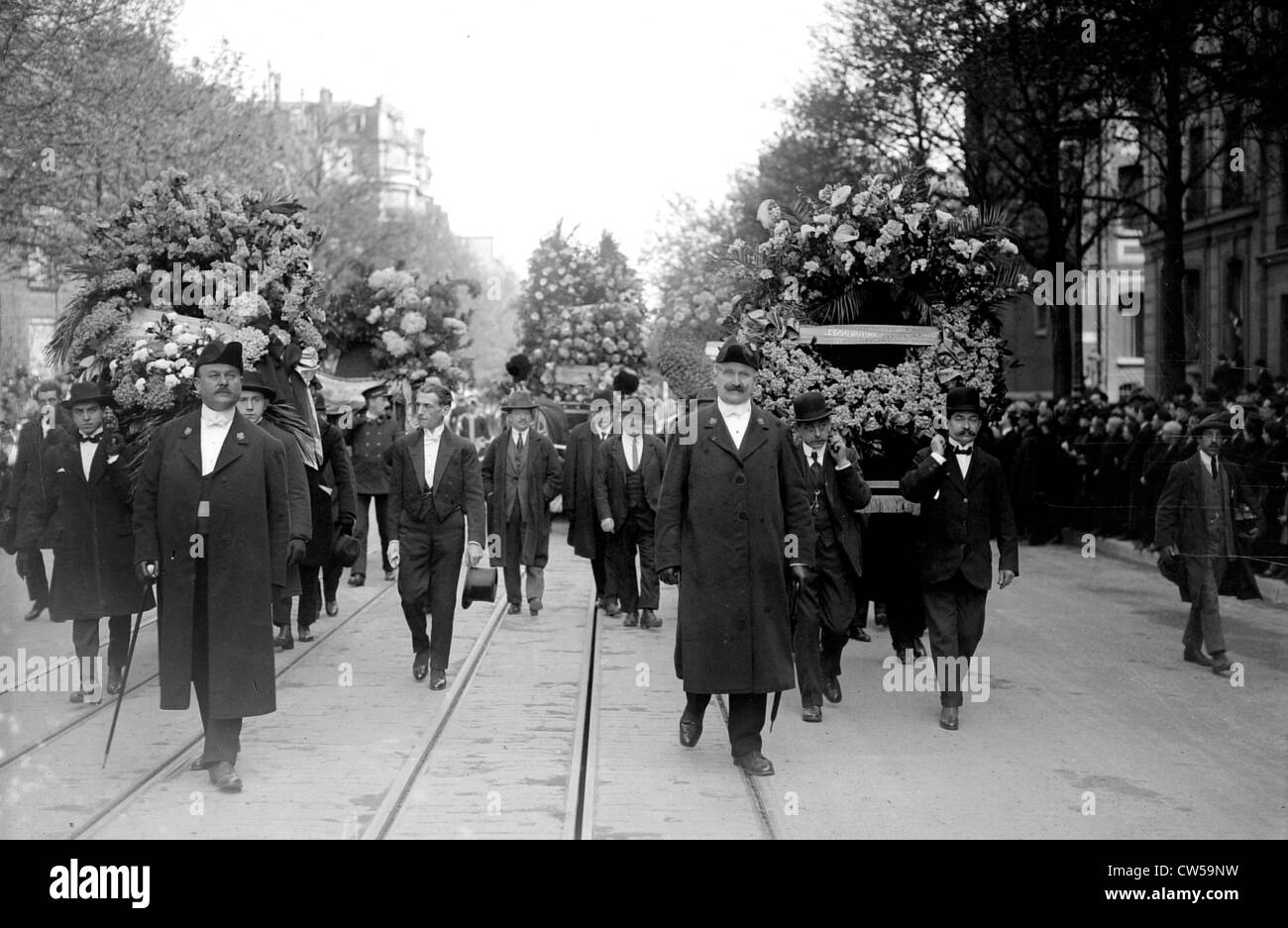 Funérailles de Sarah Bernhardt, couronnes de fleurs Banque D'Images