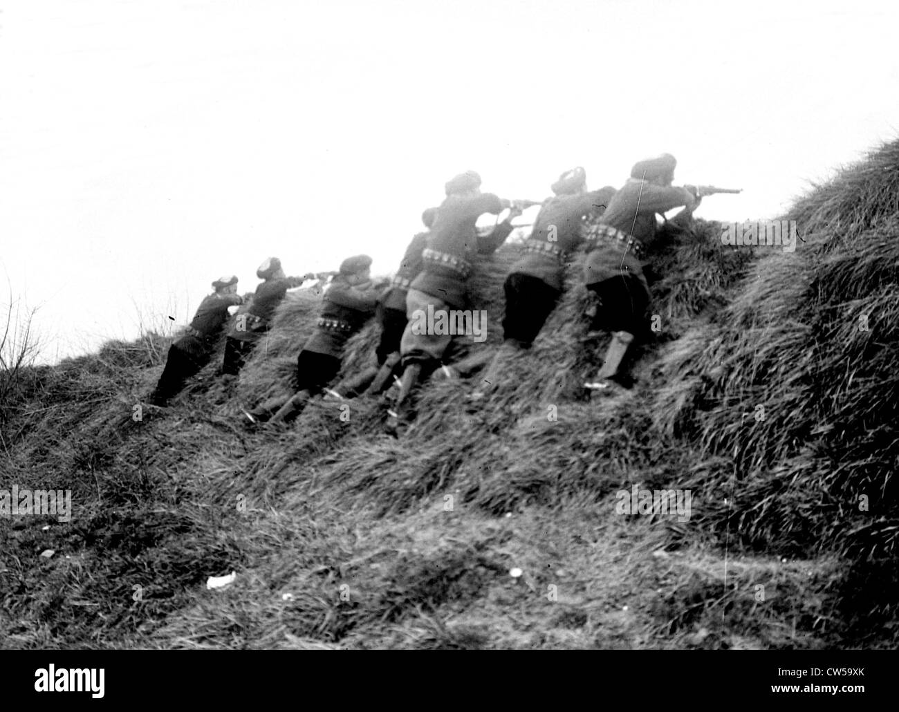 Des soldats marocains dans l'armée française mis en place une embuscade Banque D'Images