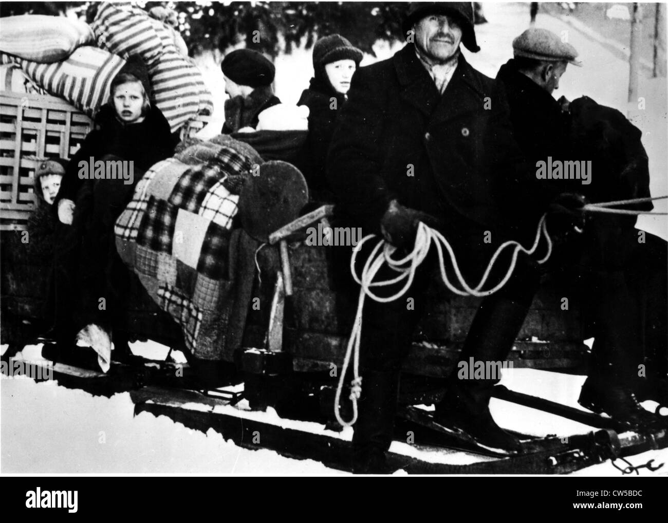 Russo-Finnish War, les réfugiés ayant fui la zone de guerre Banque D'Images