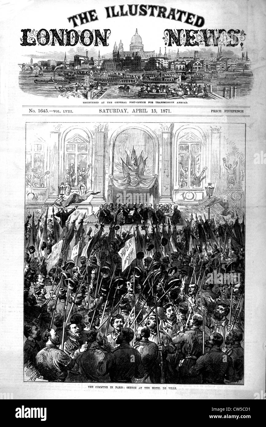 La Commune (de Paris), Scène à l'Hôtel de Ville. Dans 'l'Illustrated London News. Banque D'Images