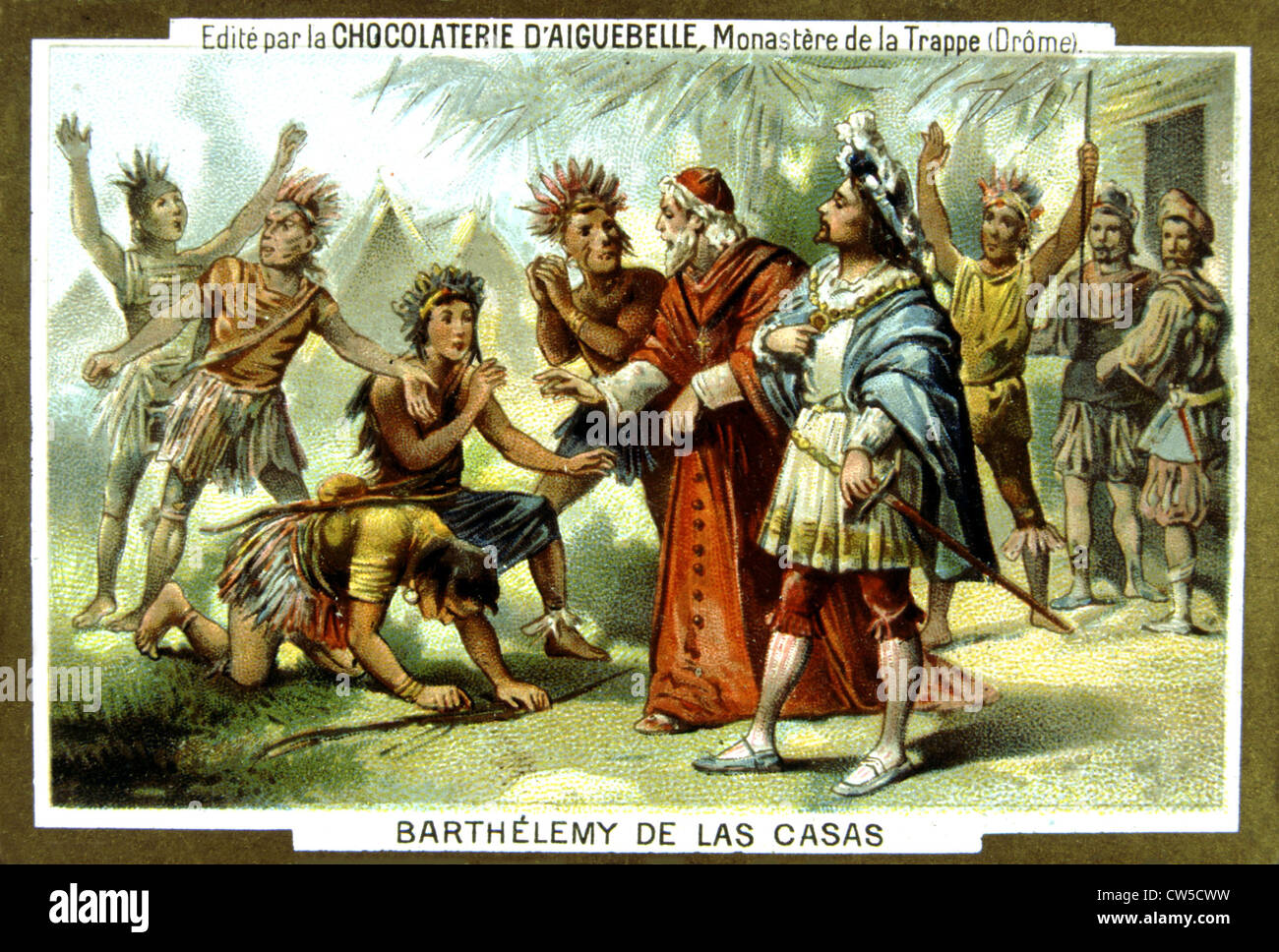 Bartolomé de Las Casas (1474-1566), l'espagnol République Dominicaine priester qui ont défendu les Indiens. Publicité pour le chocolat d'Aiguebelle Banque D'Images