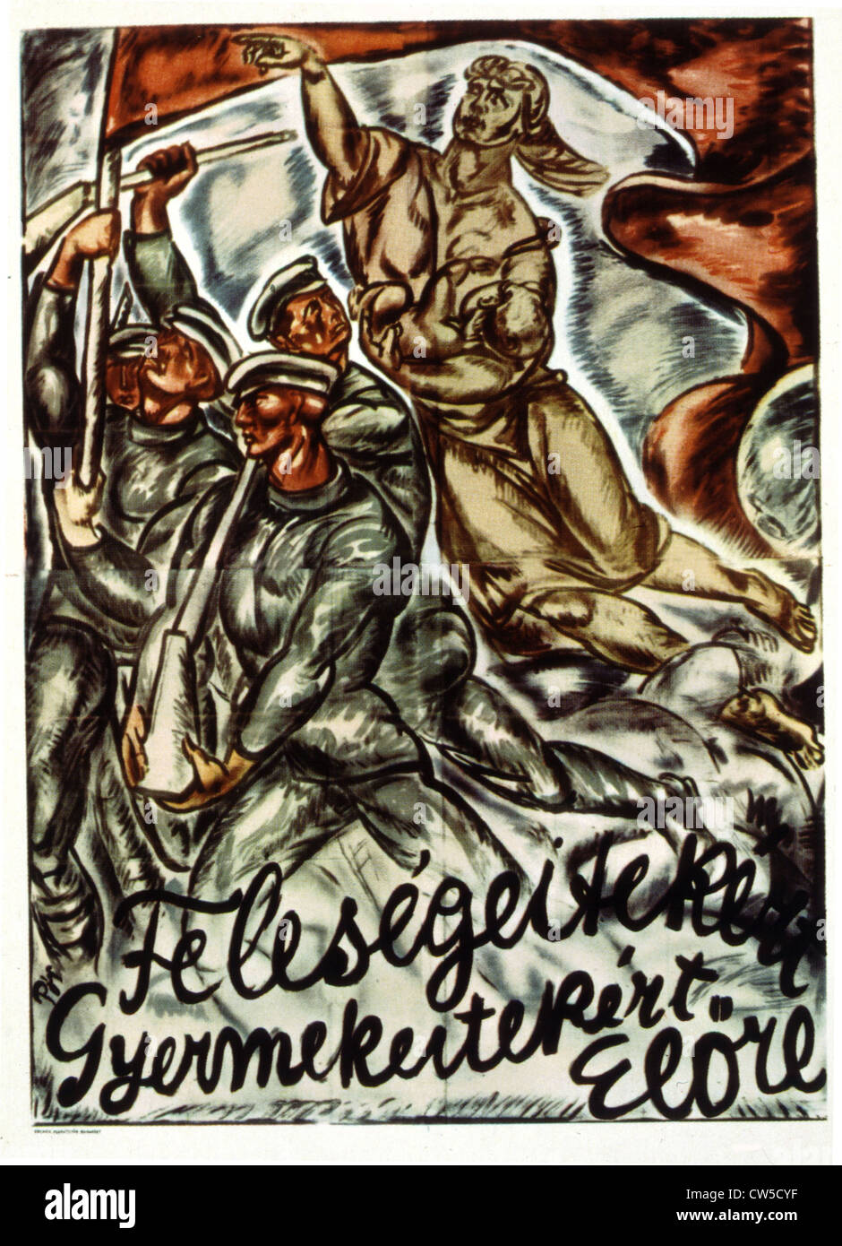 L'affiche de propagande par Bertalan POR (1880-1964) 1919 Révolution Hongroise Banque D'Images
