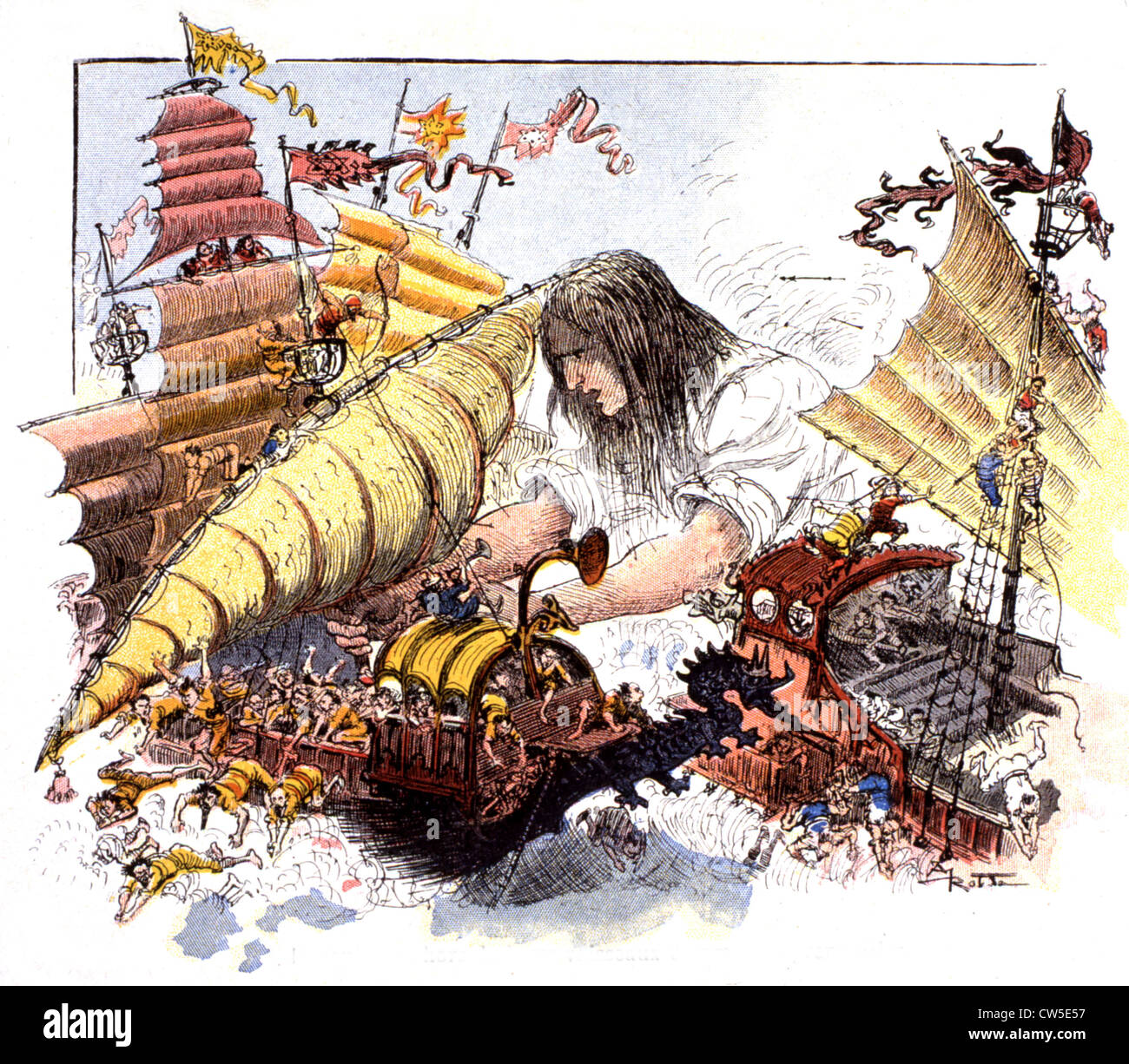 Jonathan Swift (1667-1745), 'king', 'ils ont sauté hors de leurs navires comme des grenouilles'. Éditions Laurens Banque D'Images