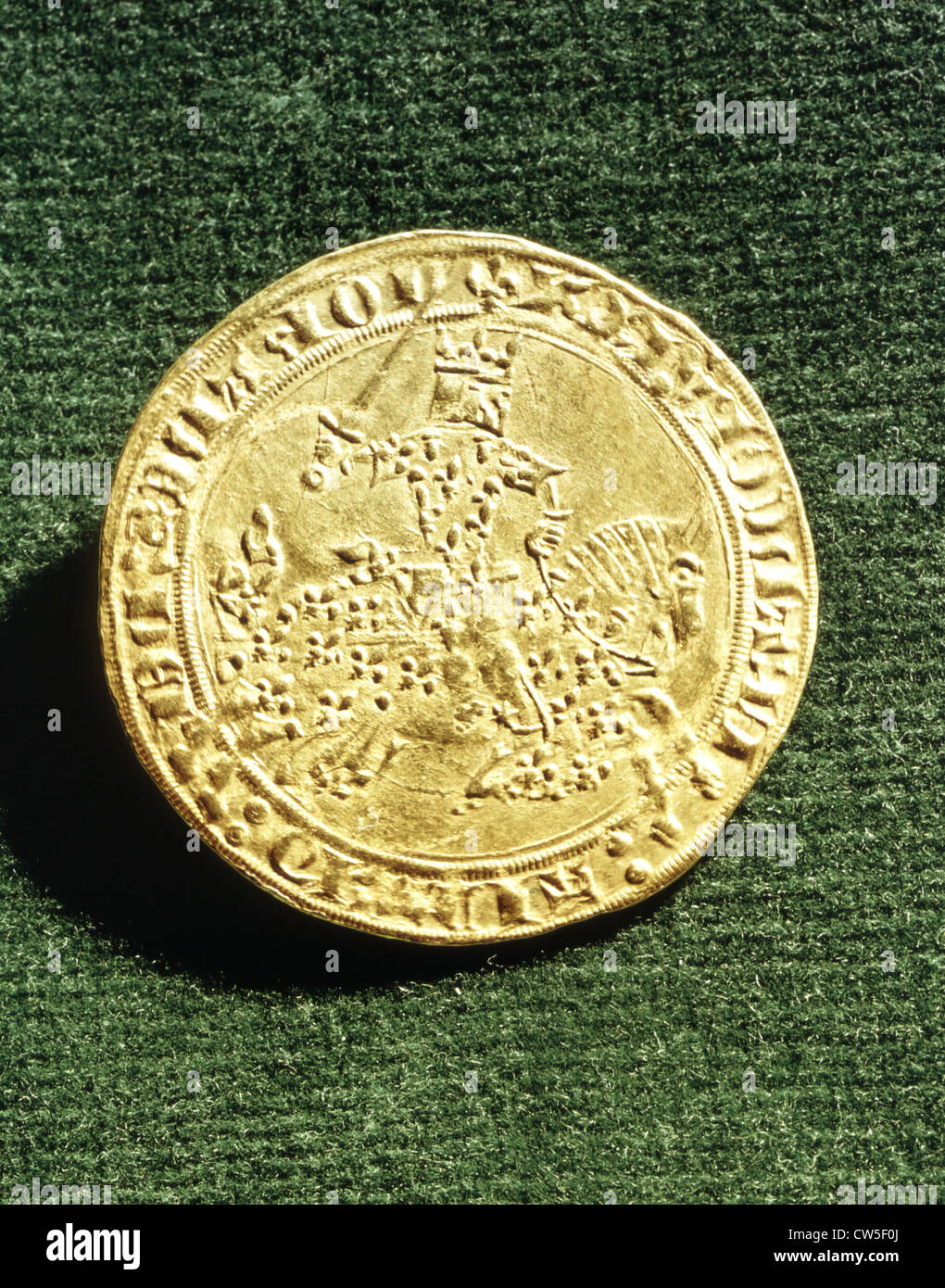 Médaille d'or, Jean II le Bon (1350-1364), un franc à cheval, le roi à cheval Banque D'Images