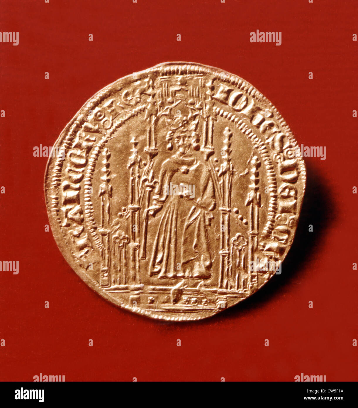 Pièce d'or de Jean II le Bon (1319-1364) Banque D'Images