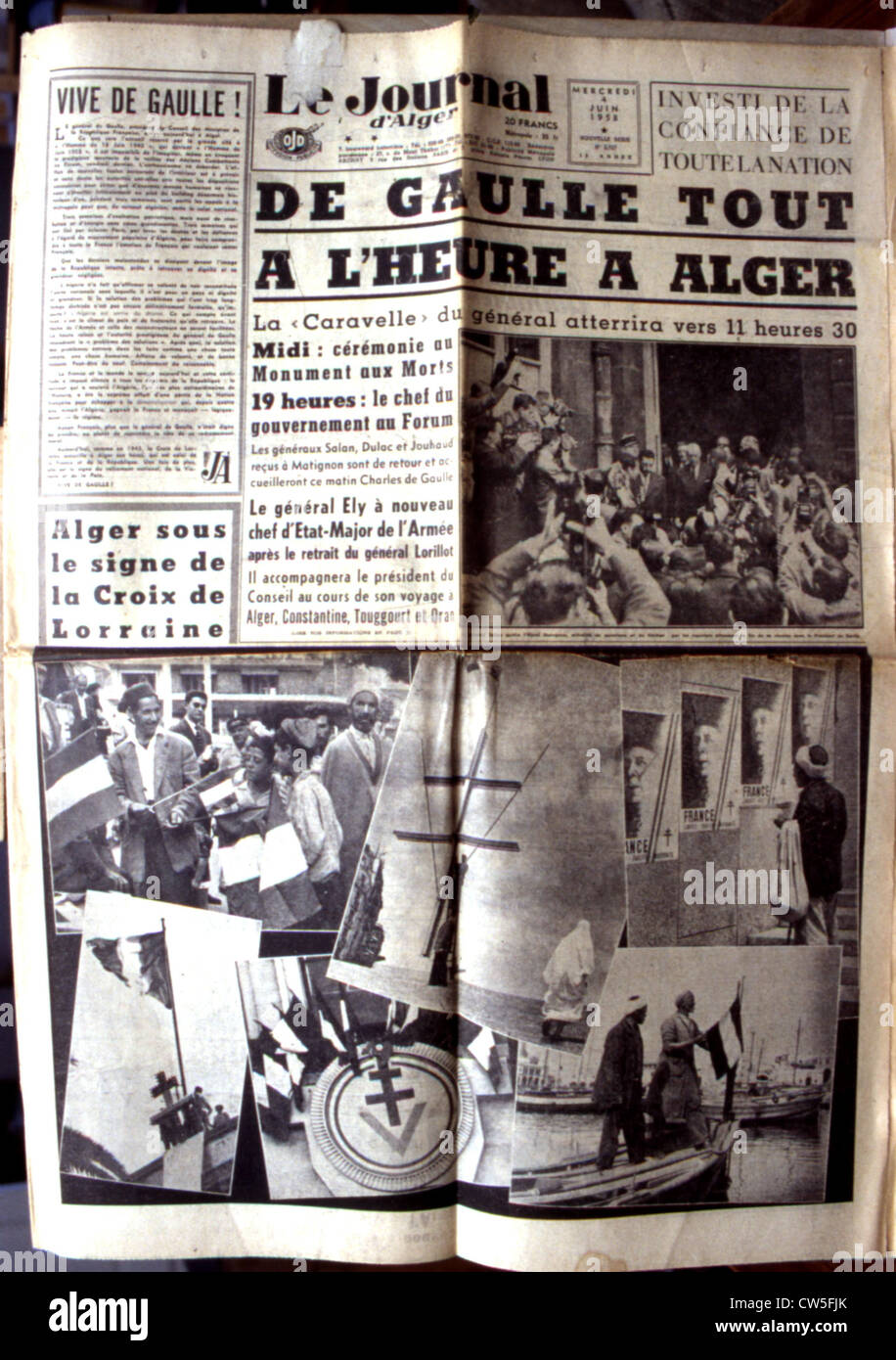 Guerre d'Algérie, première page du journal 'Le Journal d'Alger' Banque D'Images