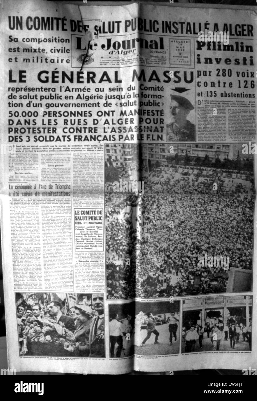 Guerre d'Algérie, première page du journal 'Le Journal d'Alger' Banque D'Images