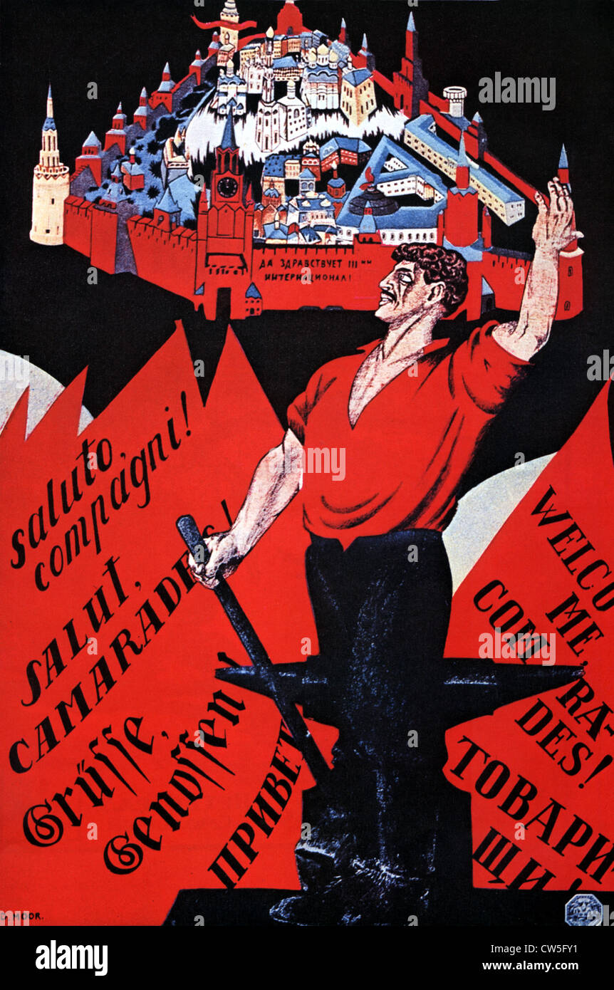 De l'affiche politique par Dimitri Moor, "Longue vie à la 3e International' Banque D'Images