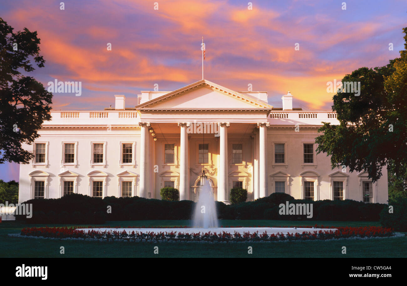 La Maison Blanche, Washington D.C. au crépuscule Banque D'Images