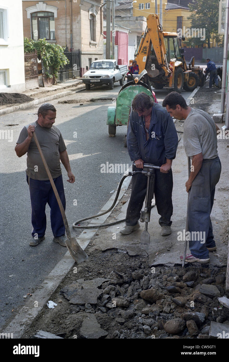 Site de construction de route de Bucarest, Roumanie Banque D'Images