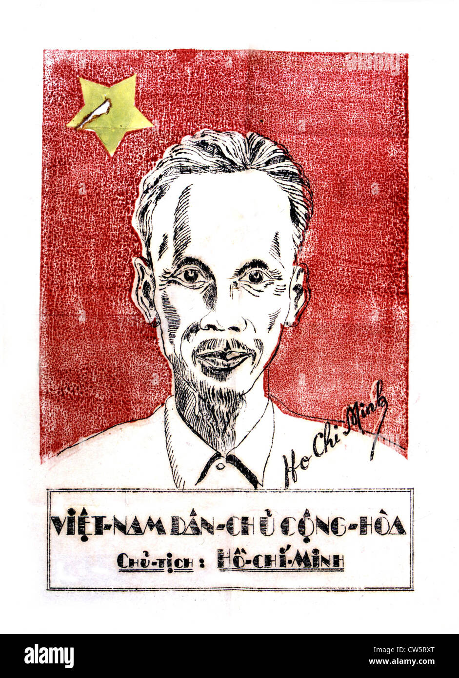 Affiches de propagande de petites pièces Ho Chi Minh Banque D'Images