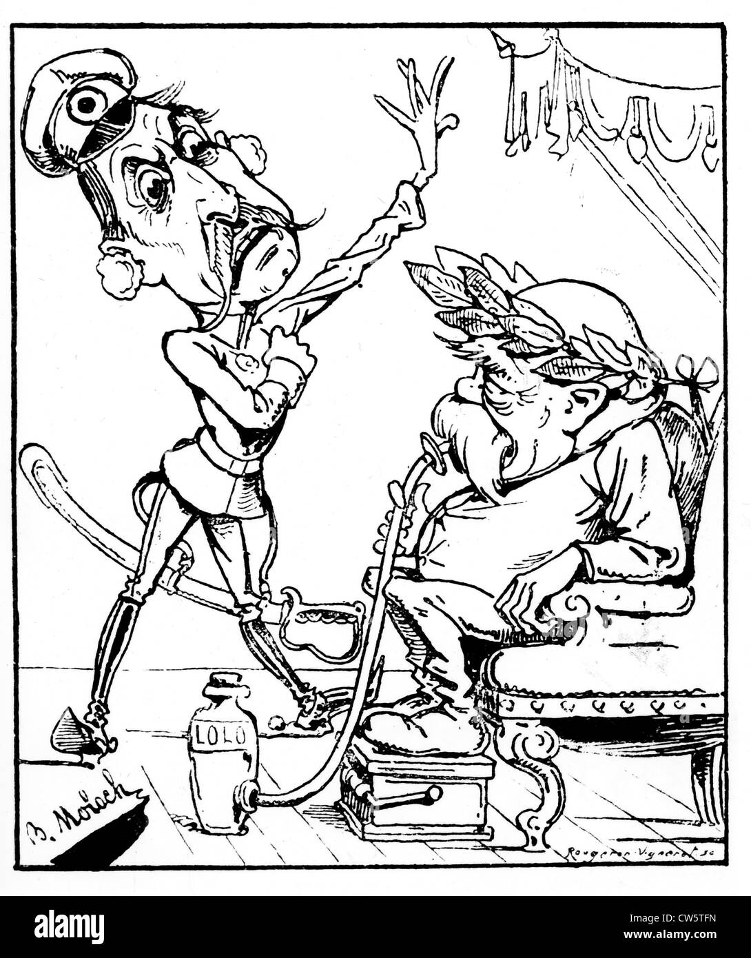 Caricature de B. Moloch dans le 'quotidien illustré". Les 80 ans de Bismarck Banque D'Images