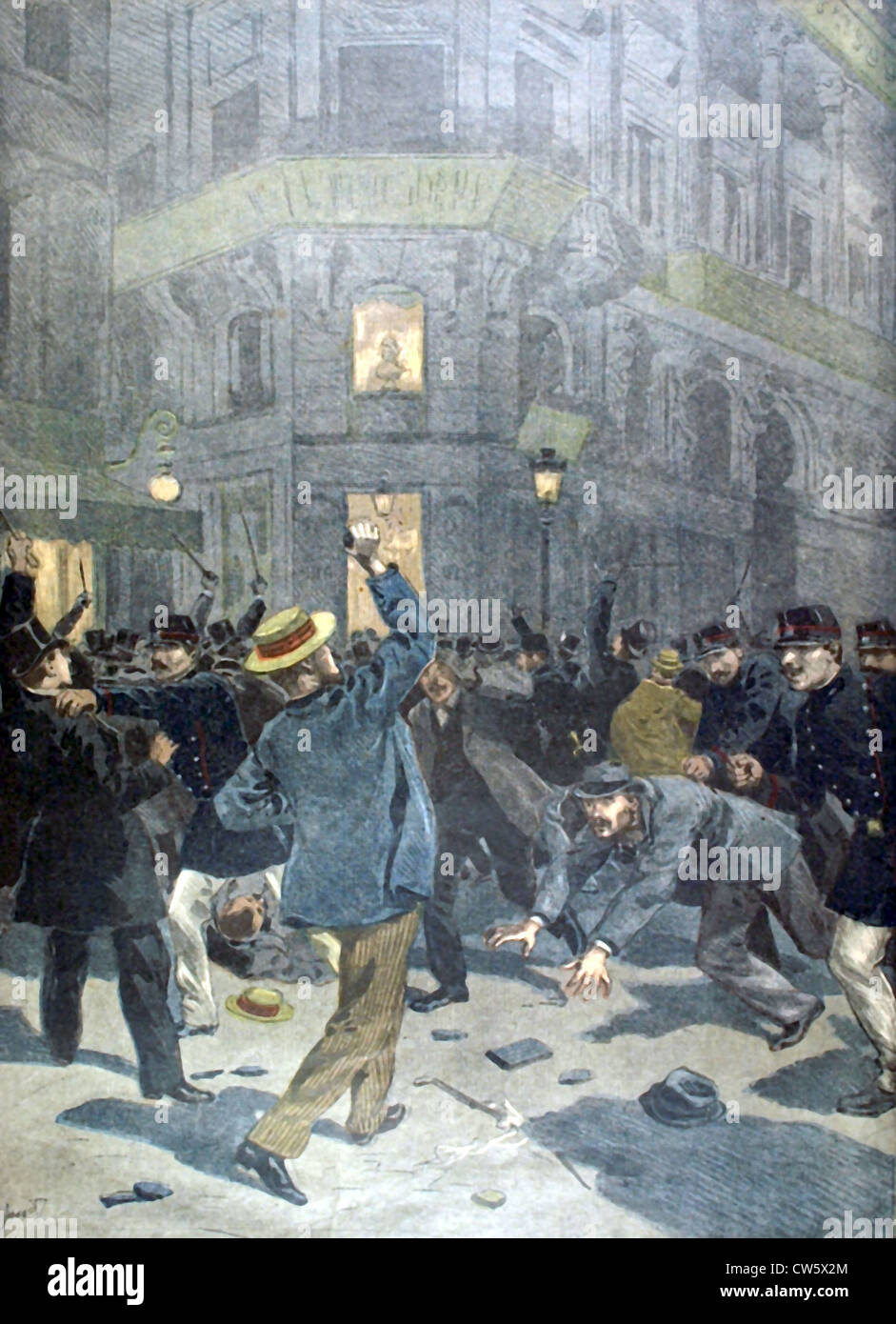 Paris. Démonstration anarchiste réprimée par la police, en date du 25 juin 1899 Banque D'Images