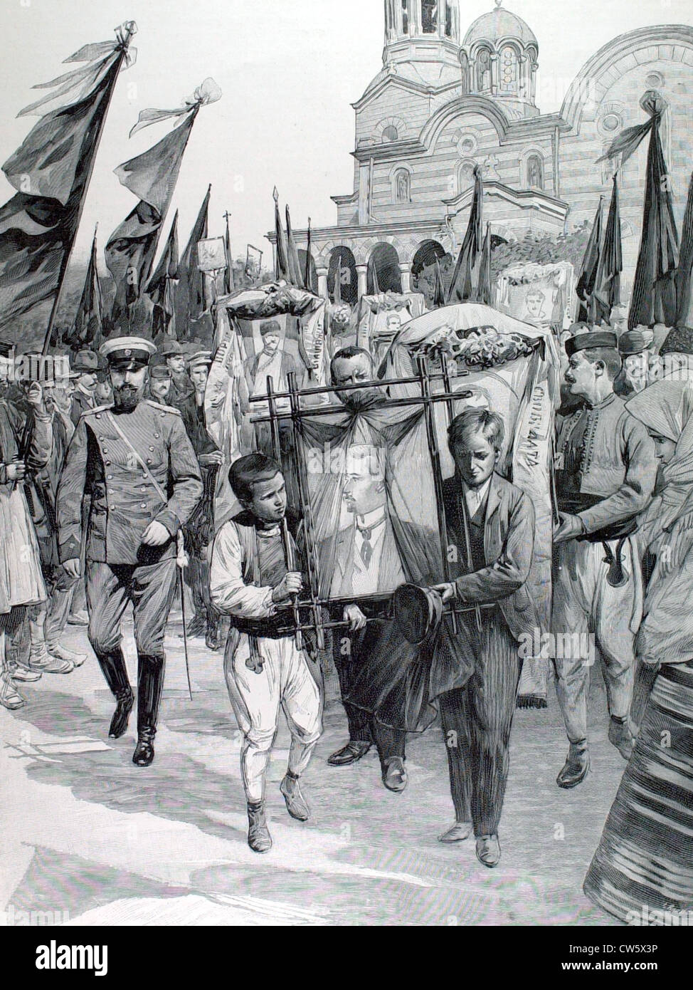 Guerre des Balkans. À Sofia, la démonstration de 15 000 réfugiés macédoniens (1903) Banque D'Images