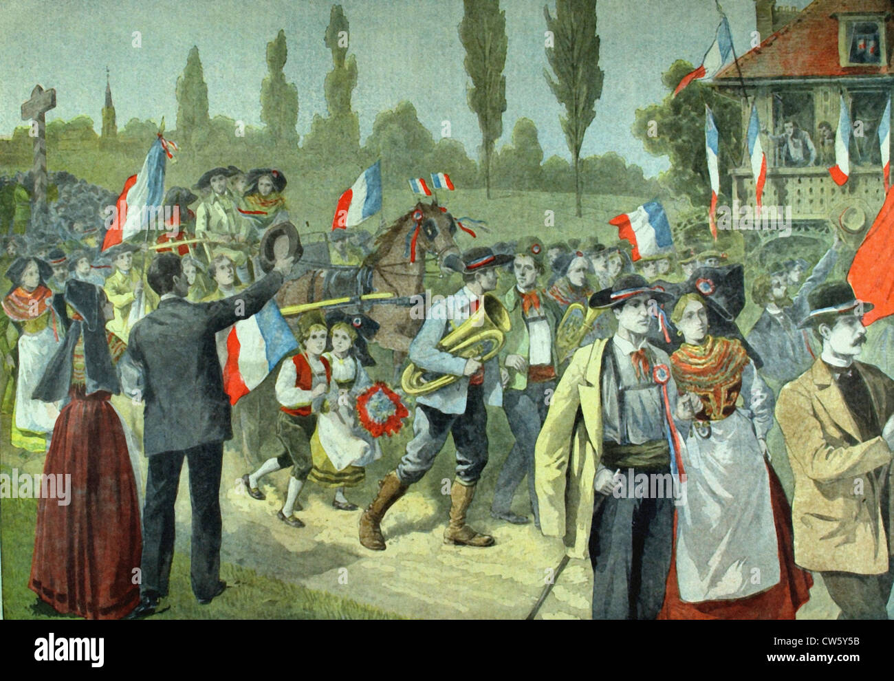 Pèlerinage d'Alsacians à l'occasion de la fête nationale (1897) Banque D'Images