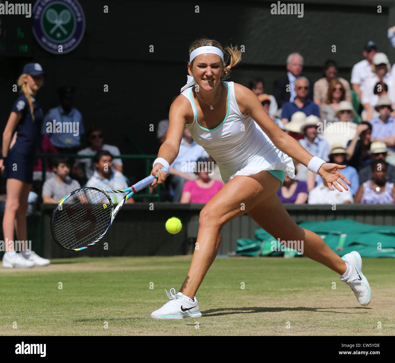 Victoria Azarenka (BLR)) en action à Wimbledon 2012 Banque D'Images