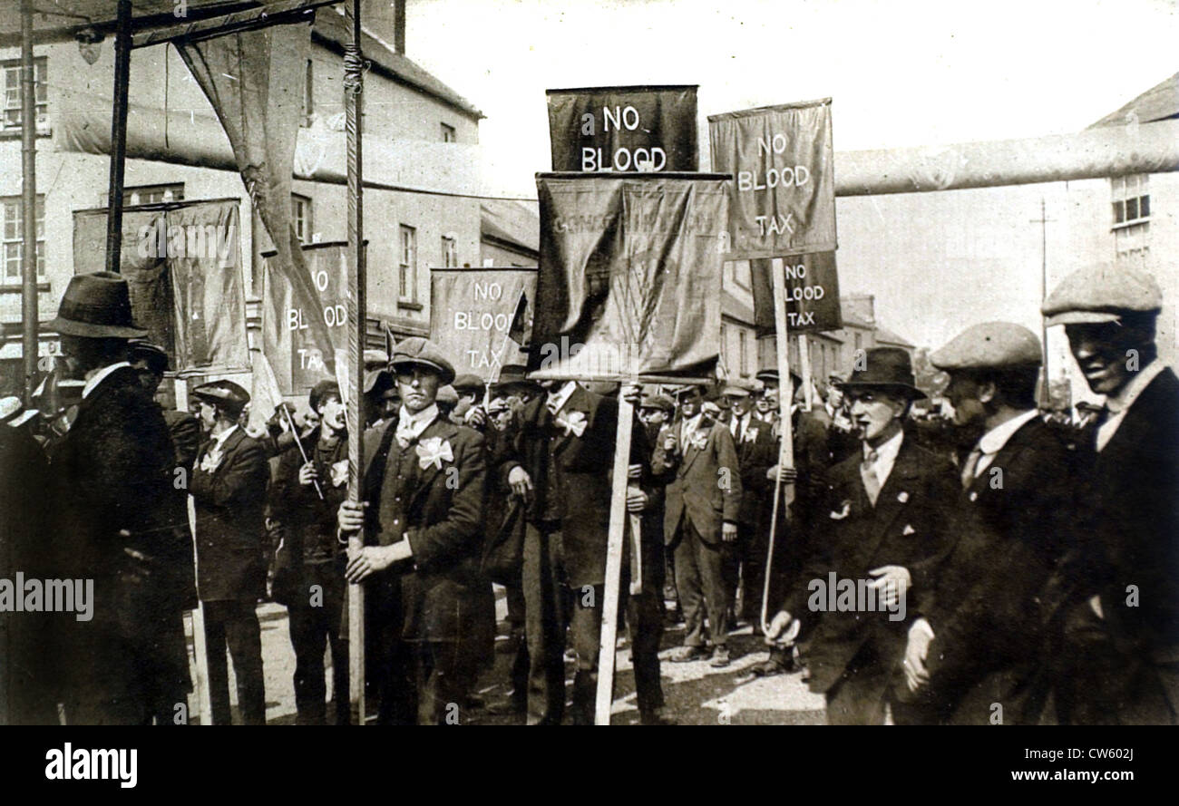 La Première Guerre mondiale. L'Irlande pour protester contre la conscription (1918) Banque D'Images