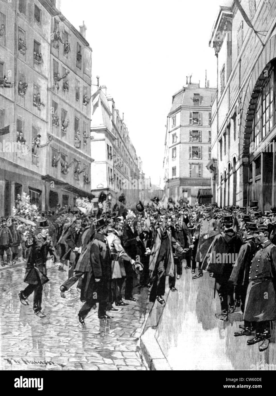 Paris. L'arrivée d'Henri Rochefort à la prison Sainte-Pélagie (1898) Banque D'Images
