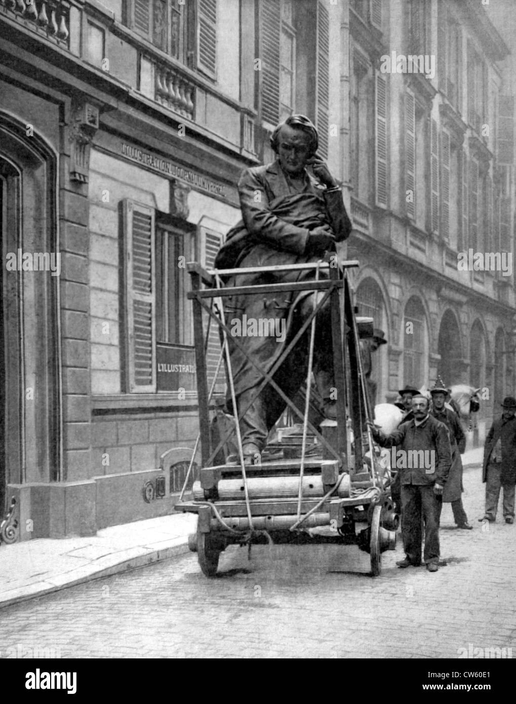 Paris. Le transport de la statue de Victor Hugo (1902) Banque D'Images