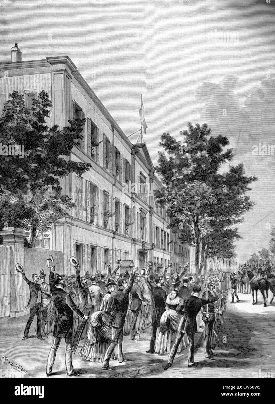 Clermont-Ferrand. Arrivée du général Boulanger au siège du 13ème Corps d'armée (1887) Banque D'Images