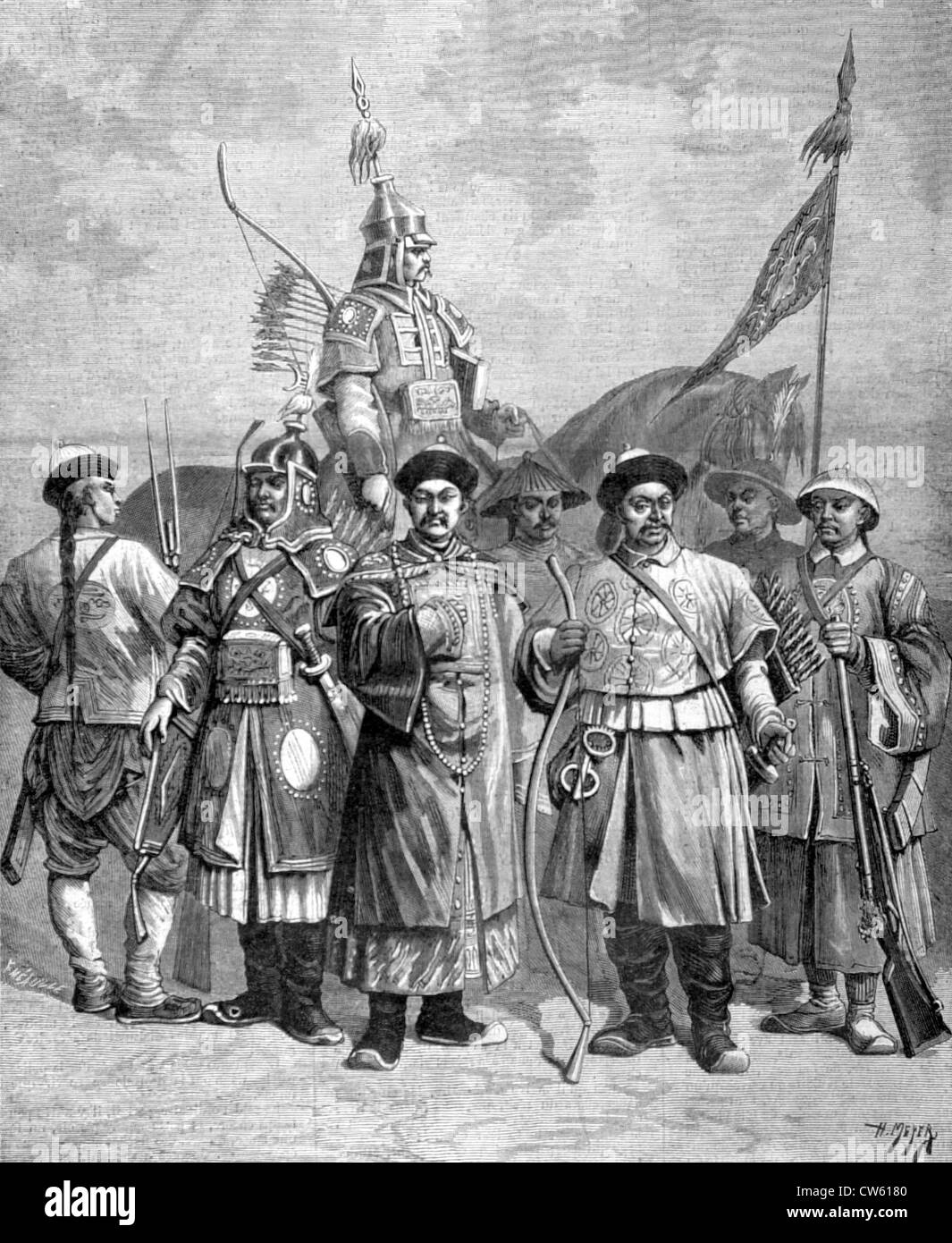 Uniformes de l'armée chinoise (1883) Banque D'Images
