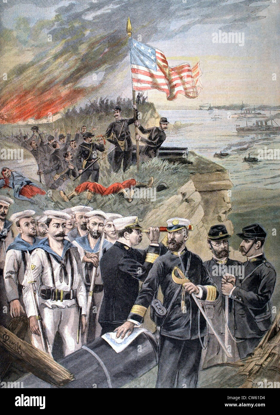 Débarquement de troupes américaines à Guantanamo, à partir du 3 juillet 1898 Banque D'Images