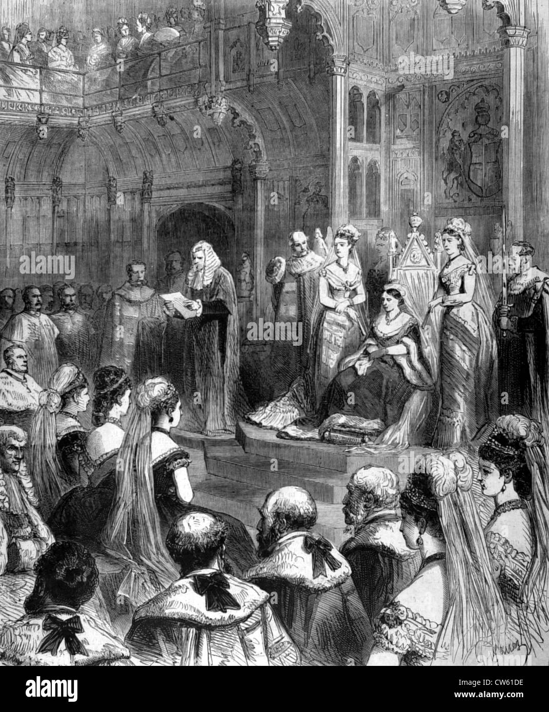 À Londres, l'ouverture du Parlement par la reine Victoria, dans "Le Monde illustré" du 19 février 1876 Banque D'Images