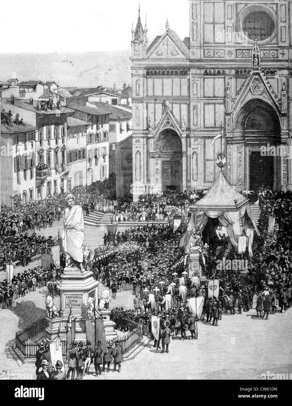 Florence, transfert des cendres de Rossini à l'église de Santa Croce, dans "Le Monde illustré" du 28 mai, 1887 Banque D'Images