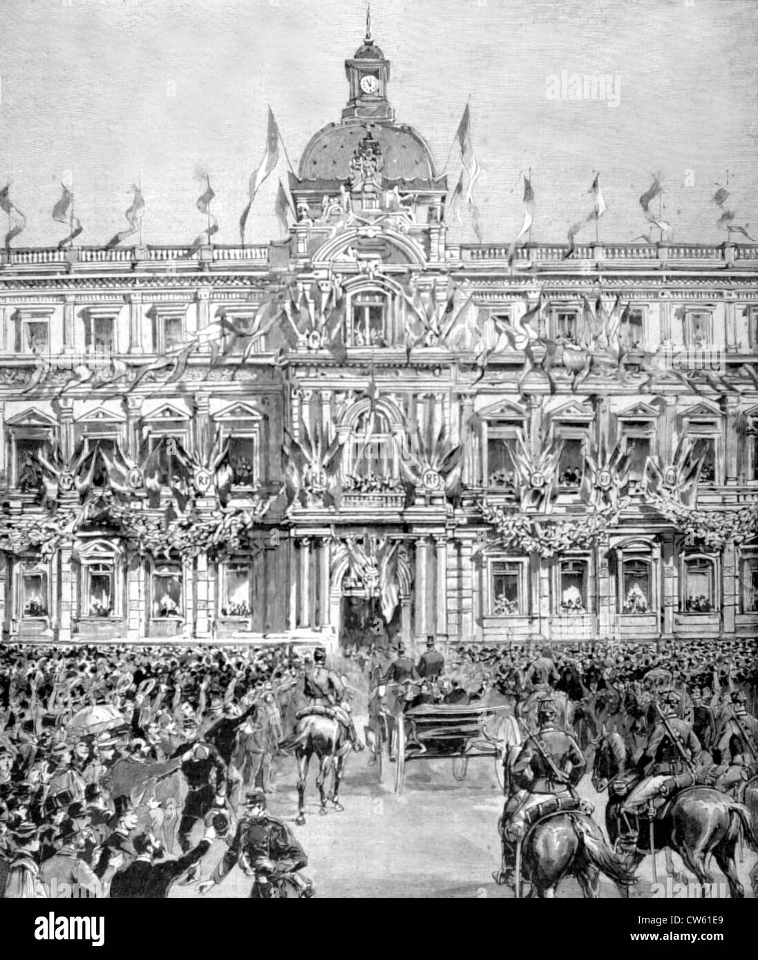 Arrivée du général Dodds à la Préfecture de Marseille, dans "Le journal illustré" du 21 mai 1893 Banque D'Images