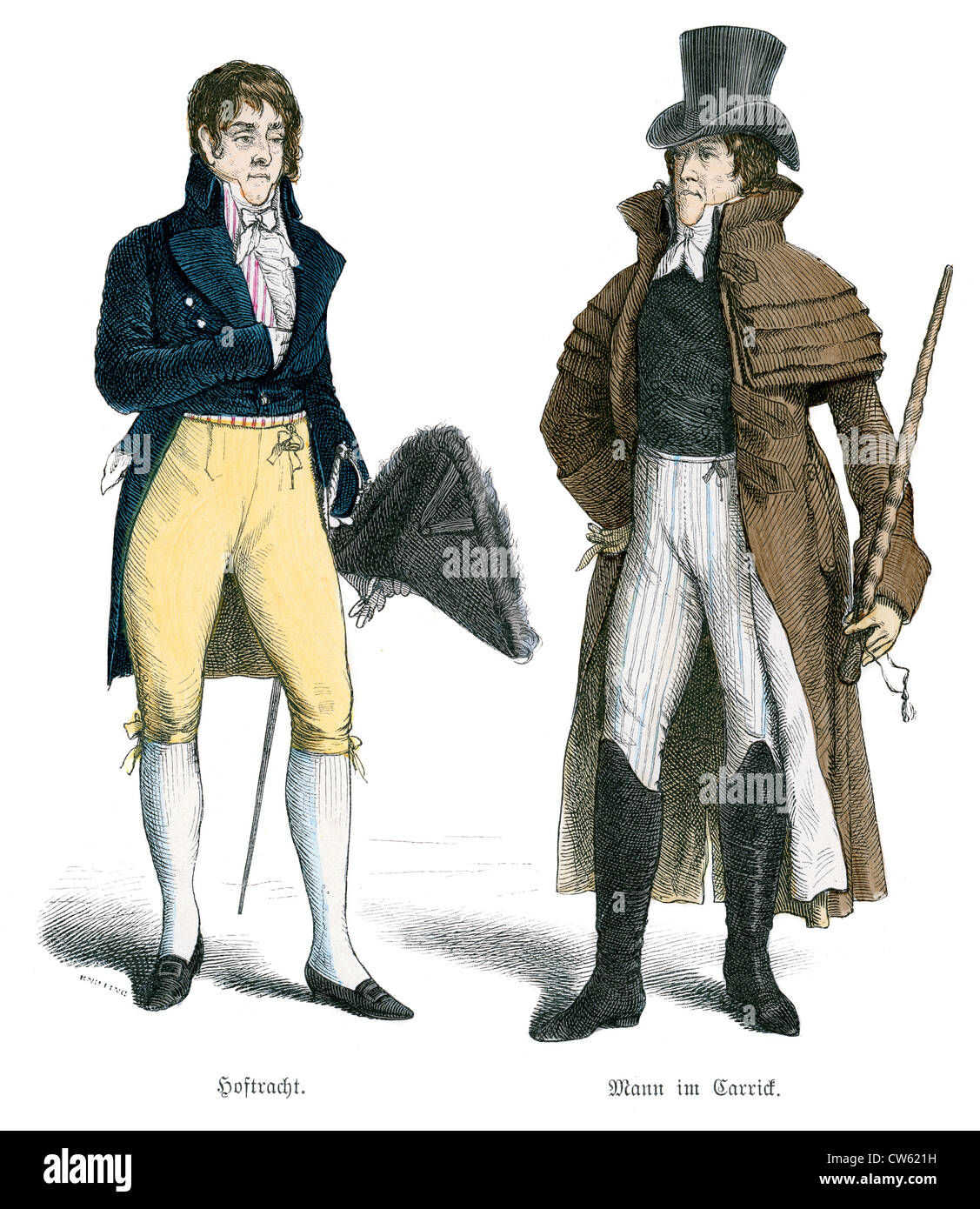 L'homme en robe de cour et l'autre en costume du début du 19e siècle Carrick Banque D'Images