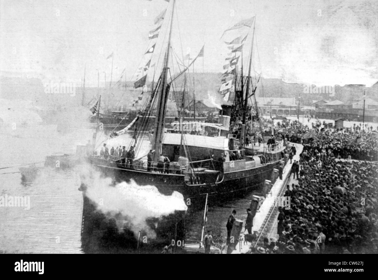 L 'Virgo', navire de l'expédition Andrée au pôle Nord, laissant Goteborg en Suède, en 1896 Banque D'Images