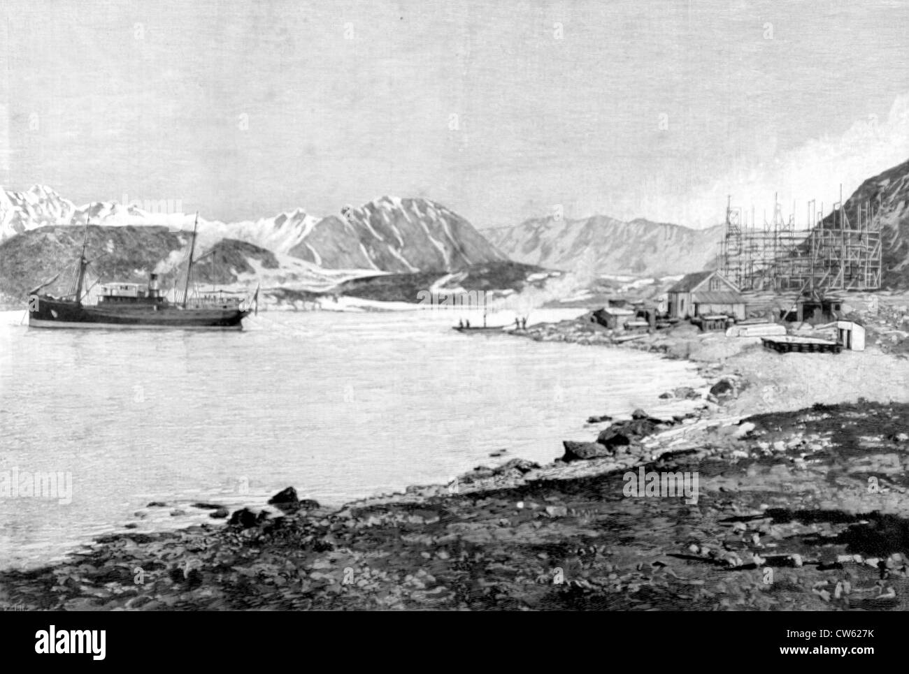 L 'Virgo', navire de l'expédition Andrée au pôle Nord, laissant Goteborg en Suède, en 1896 Banque D'Images