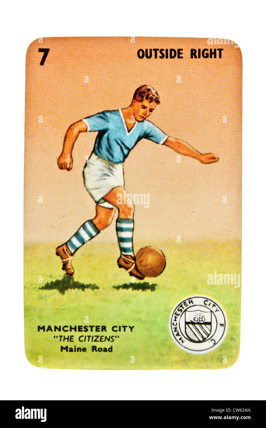 Manchester City (à l'extérieur à droite) Carte du vintage années 50 but ! Jeu de carte (Pepys Series) par Castell Frères, Londres Banque D'Images