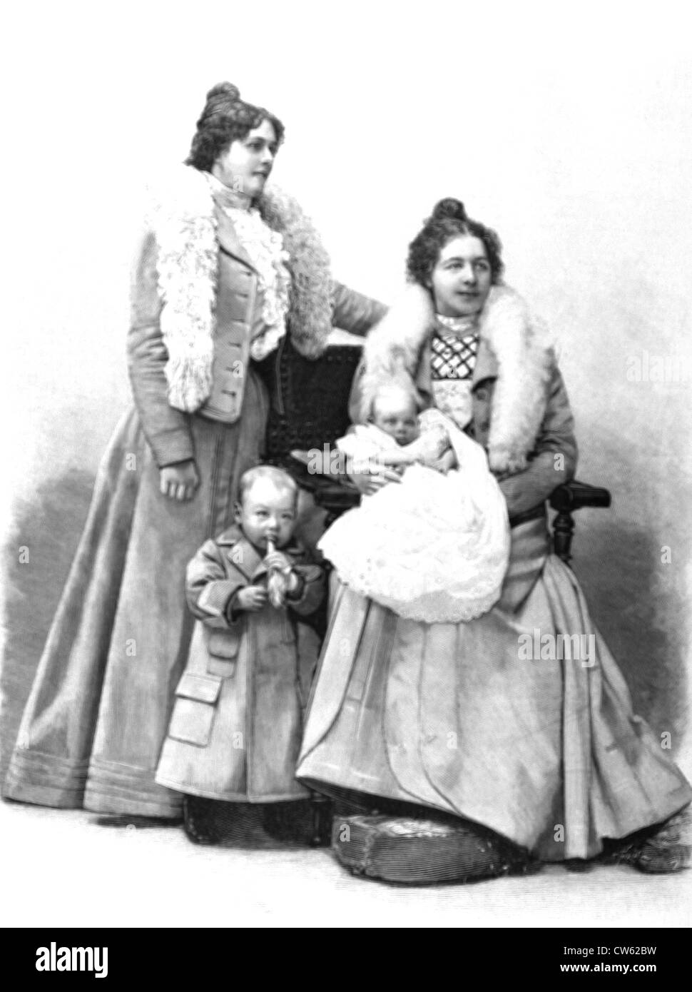 Guerre des Boers. Portraits du Président Krüger, petites-filles et petits-petits-enfants, en 1900. Banque D'Images