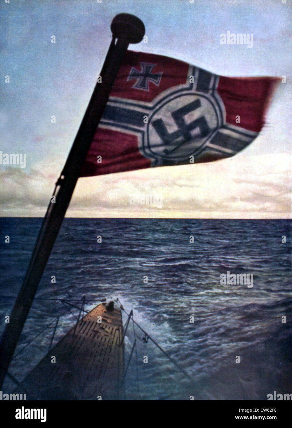 La Seconde Guerre mondiale. Un sous-marin allemand dans l'océan Atlantique, dans la région de 'Signal' fevrier 1941. Banque D'Images