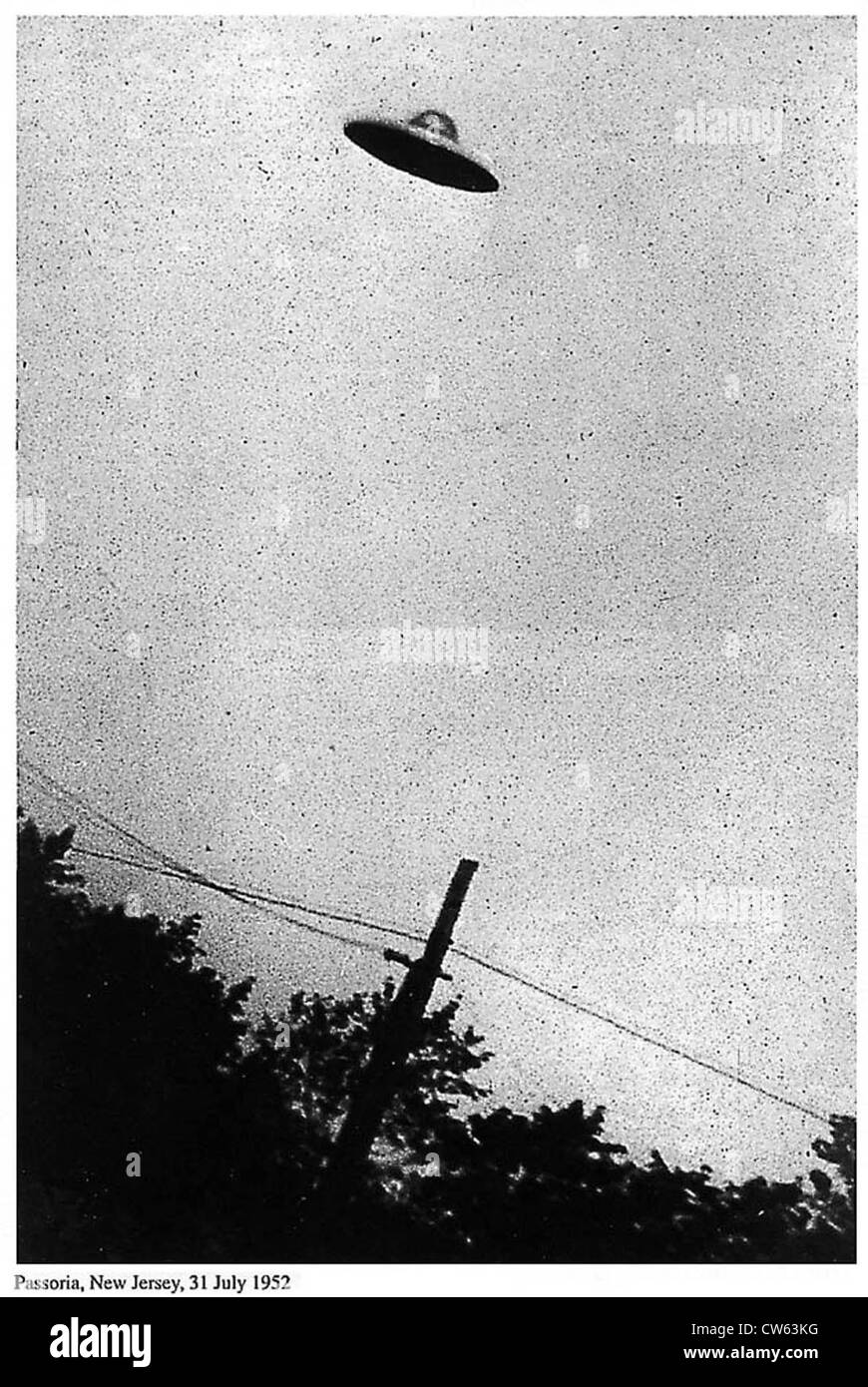 Image de soi-disant OVNI, Passoria, New Jersey, USA, 31 juillet 1952 Banque D'Images