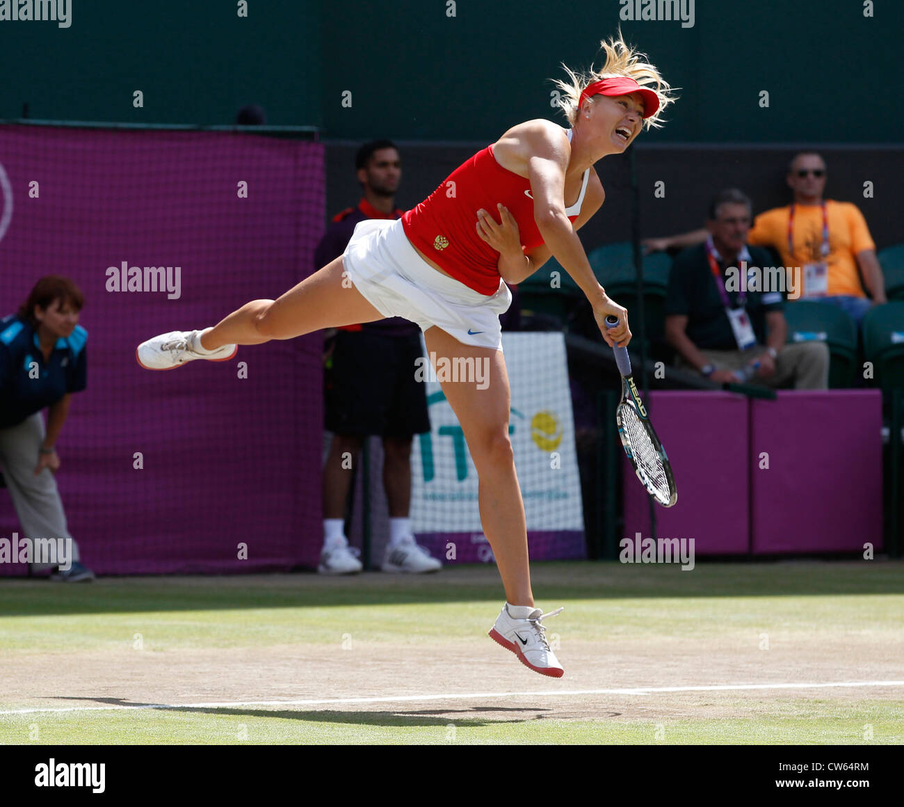 Maria Sharapova (RUS) en action à Wimbledon pendant les Jeux Olympiques de 2012 Banque D'Images