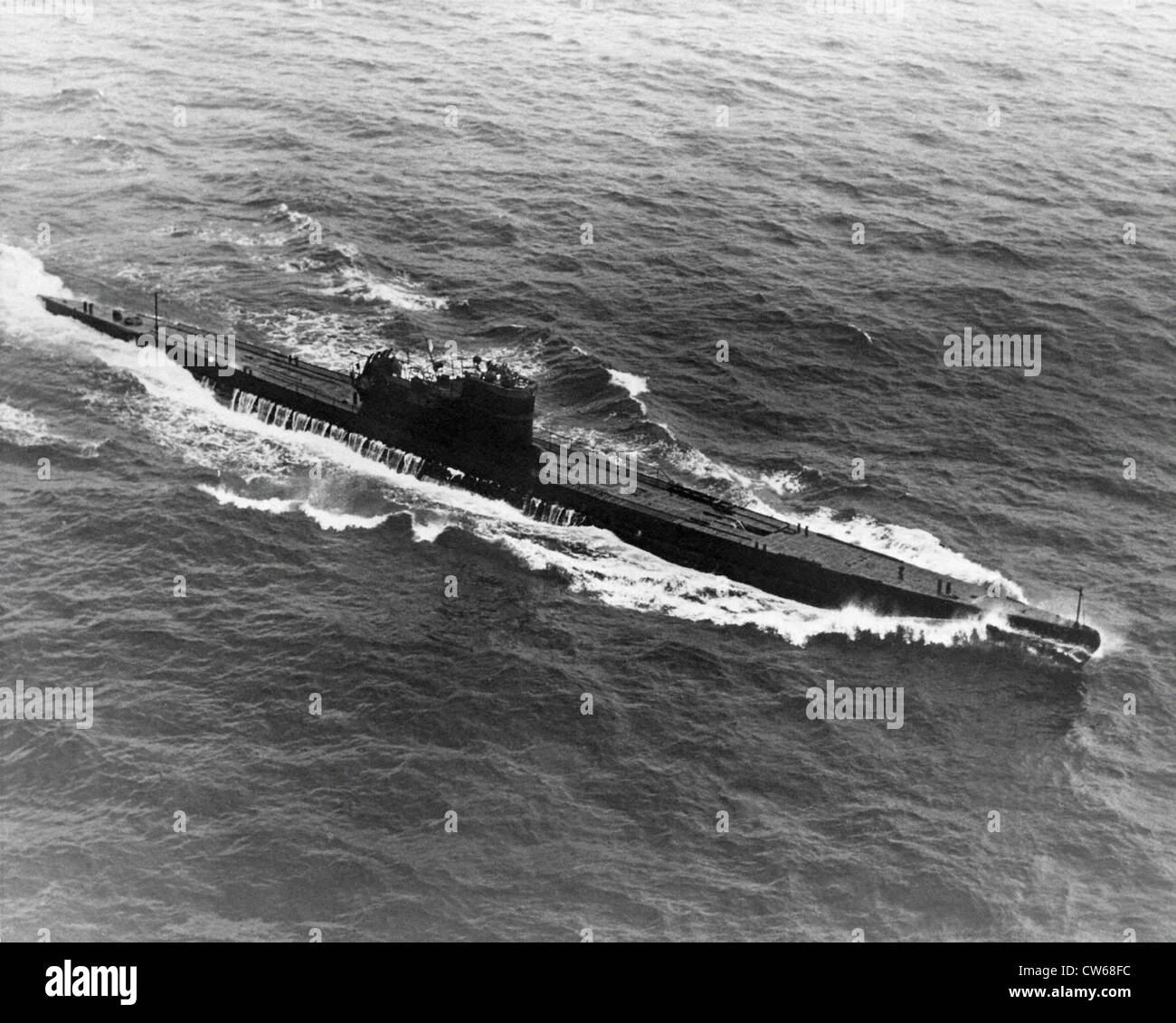 Sous-marin allemand U-505 dans l'Atlantique, 1945. Banque D'Images