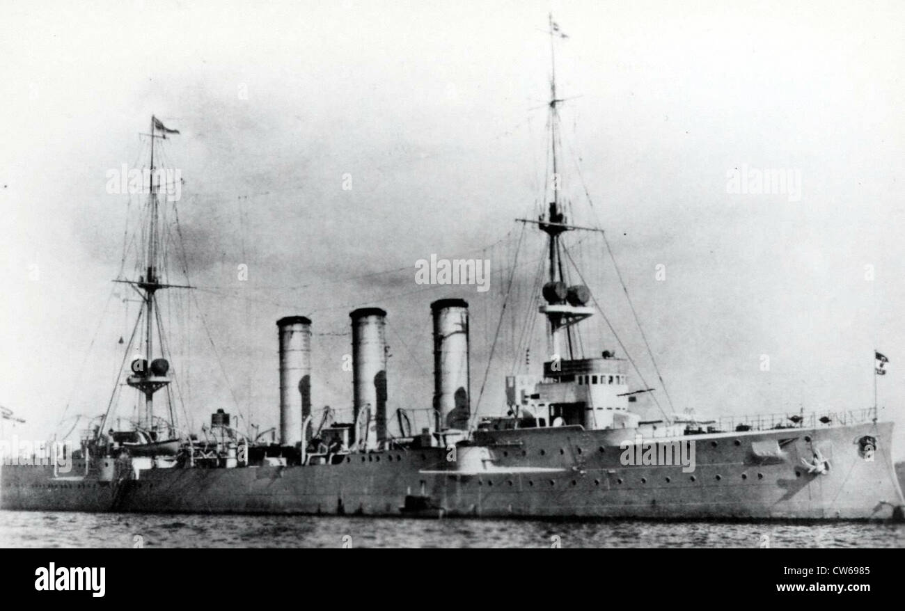 Croiseur allemand SMS Emden, en 1908 Banque D'Images